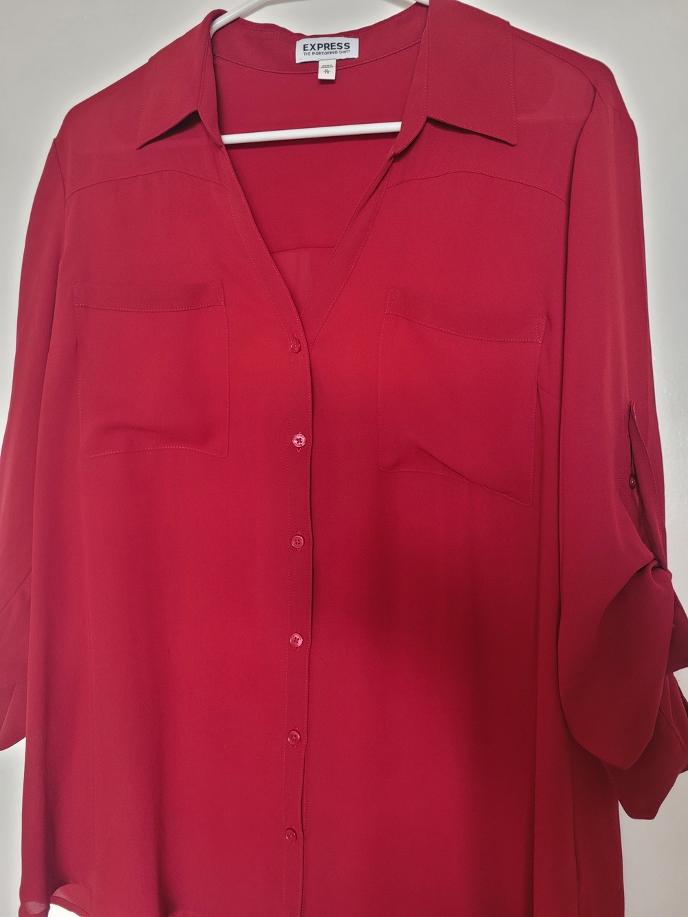 Express Portofino Wine Red Button-Front Shirt Size XL